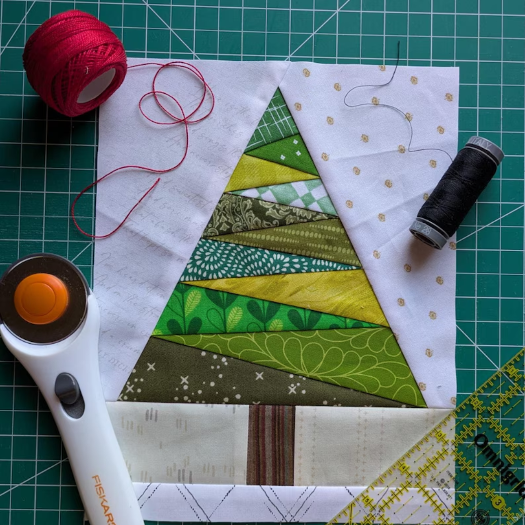 Christmas Tree Quilt Block Pattern – Digital PDF | Foundation Paper Piecing | Beginner-Friendly