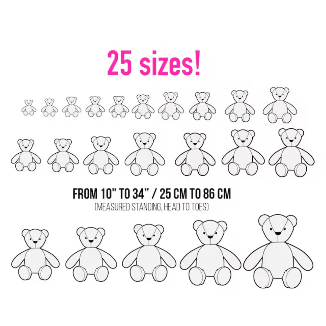 Memory Bear Pattern + VIDEO tutorial - All Sizes included, keepsake bea