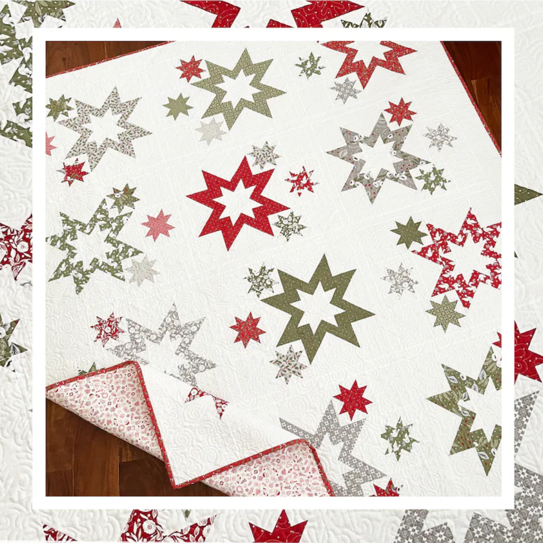Winter Stars Quilt Pattern, Merry and Bright, Christmas Themed, Instant Download PDF Pattern