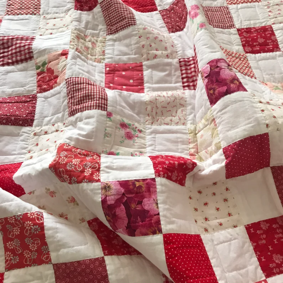 Red & White Checkerboard Quilt Pattern