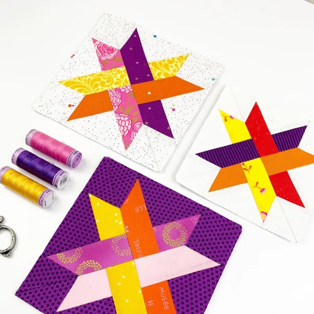 Woven Star 6 sizes, Quilt Block Pattern: Foundation Paper Piecing (PDF Download)