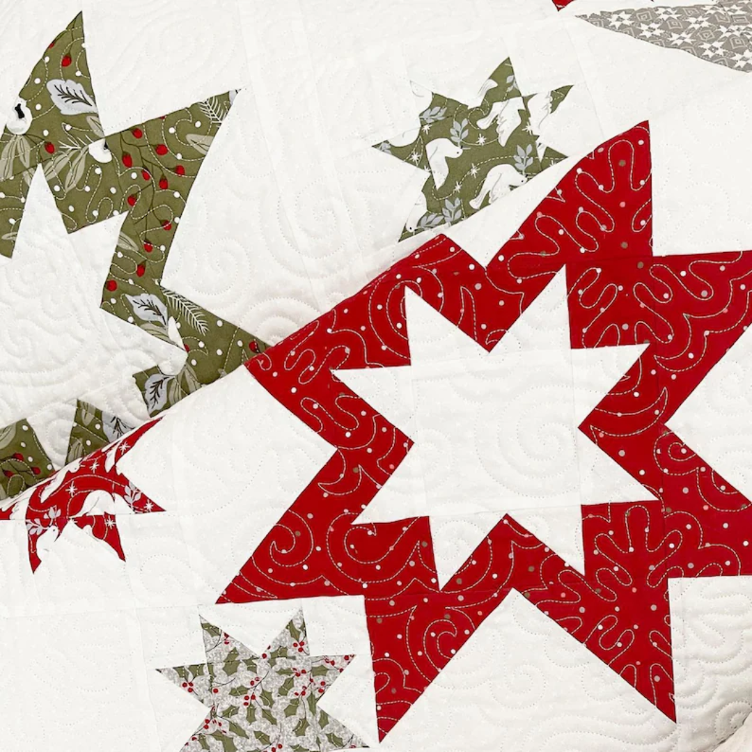 Winter Stars Quilt Pattern, Merry and Bright, Christmas Themed, Instant Download PDF Pattern